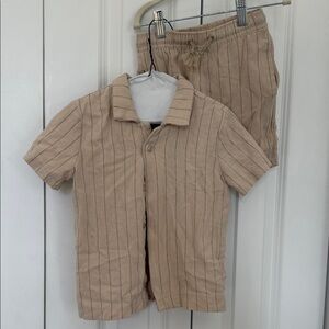 Tan Striped Kids Matching Set